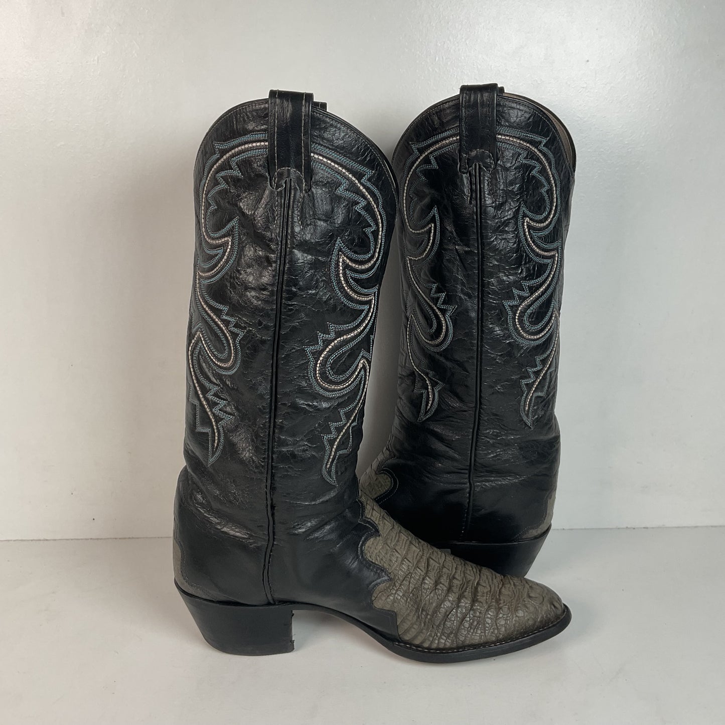 Vintage Larry Mahan Hornback Lizard Cowboy Boots 9.5 D Triad Thrashed HBL