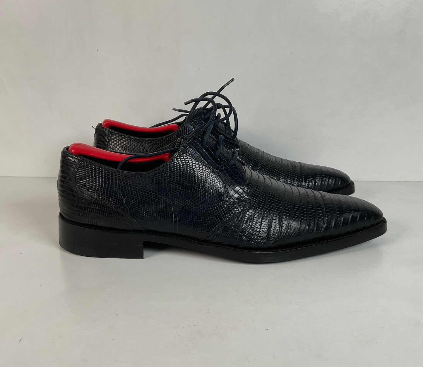 Mezlan Dark Blue Teju Lizard Derby Shoes 9 M Loafer Recraft