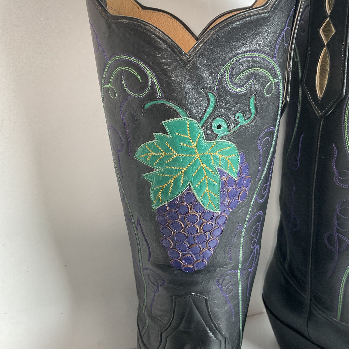 Vintage Rocky Carroll Grape Vine Cowgirl Boots 7 Custom Made