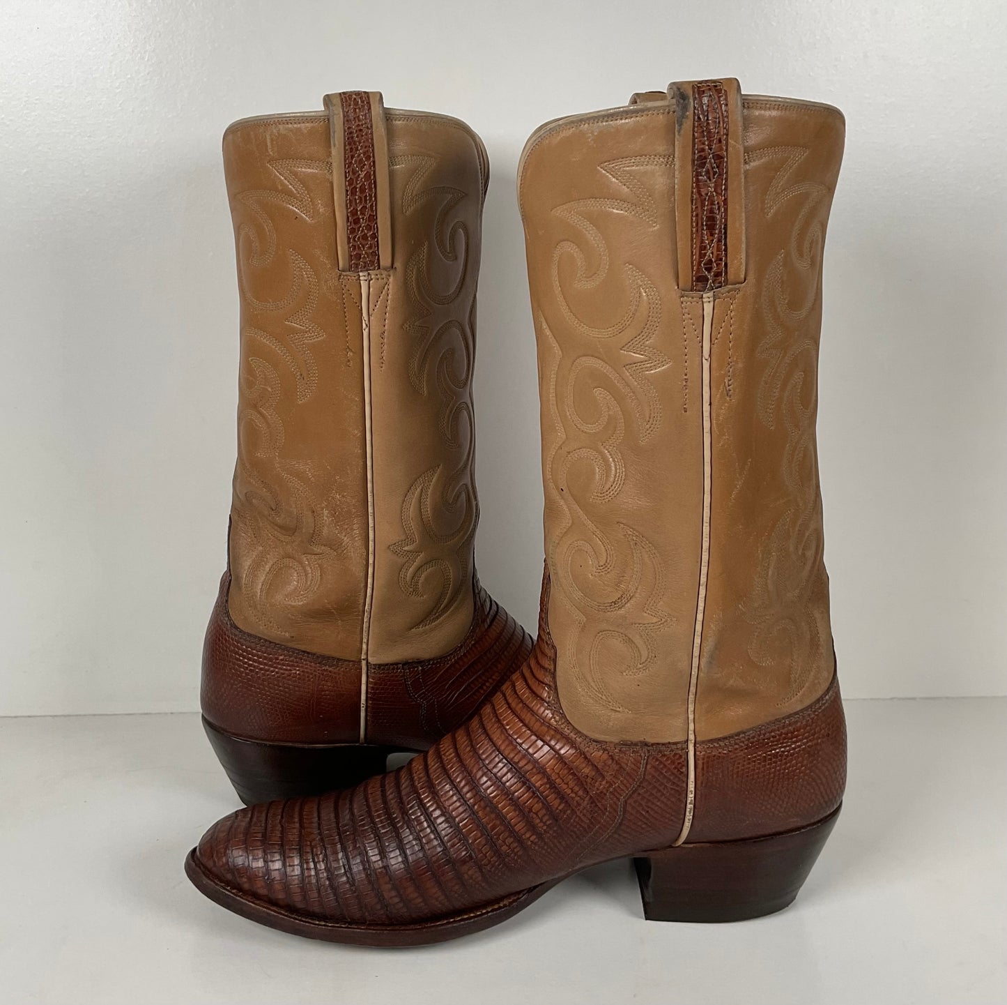 Vintage Lucchese San Antonio Cowboy Boots | Teju Lizard | Narrow | Men’s 9.5 B