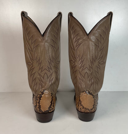Dan Post Front Cut Python Cowboy Boots 9 D Snakeskin USA Made Recrafted