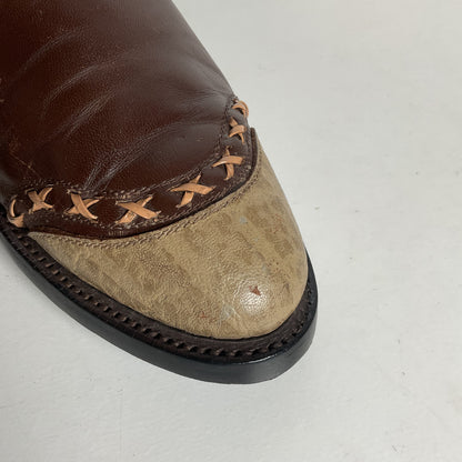 Vintage 1960s Tony Lama Wingtip Cowboy Boots 9 D Gold Label Recraft