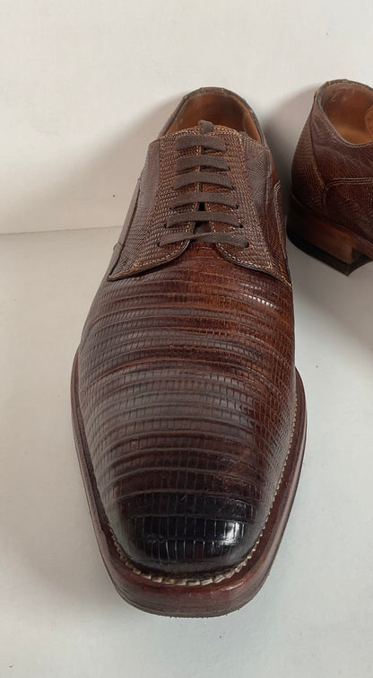 Mezlan Brown Teju Lizard Derby Shoes Brown 9 M Recrafted