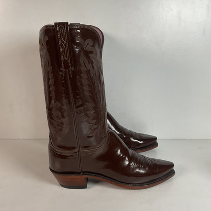 Lucchese Patent Leather Cowgirl Boots | Brown | Women’s 10