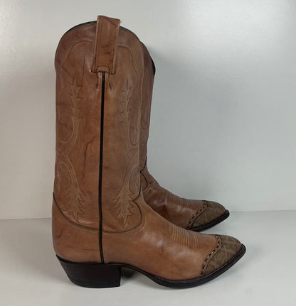 Vintage Tony Lama Elephant Wingtip Cowboy Boots | Gold Label | Exotic | Men’s 9 EE