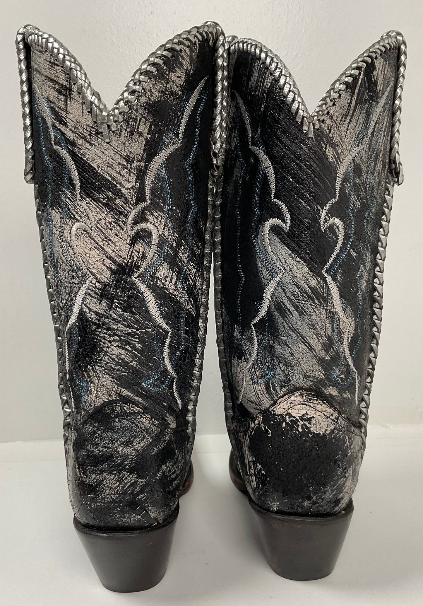 Lucchese Bootmaker Crazy Horse Cowgirl Boots 8 B Distressed Metallic Leather