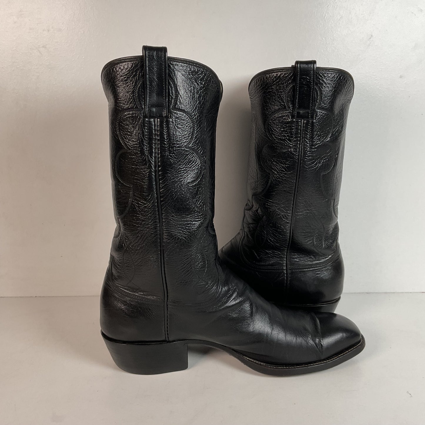 Wheeler Boot Company Cowboy Boots 10 Wide Black Calf Custom