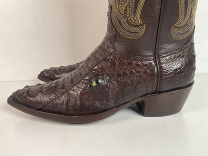 Custom Caiman Crocodile Cowboy Boots Men’s 8.5 Exotic Head Cut