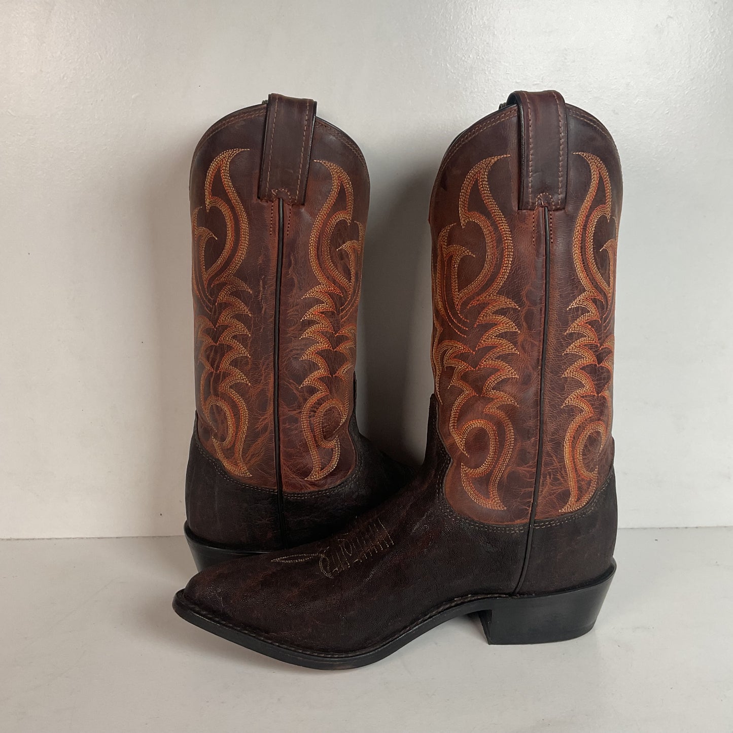 Tony Lama Men’s Vintage Chocolate Elephant Cowboy Boots 8.5 D USA Made Exotic
