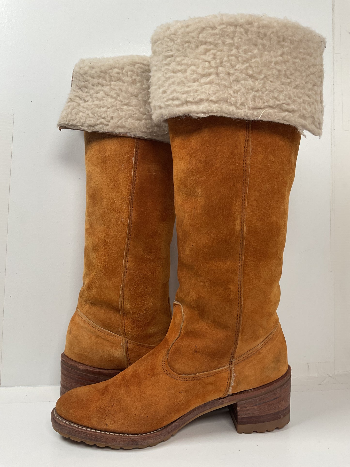 Vintage Dingo ACME Faux Shearling Campus Boots 8.5 N Cuffed Chunky