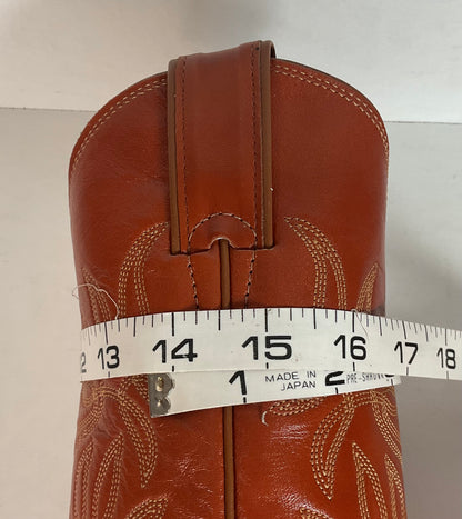 Vintage Justin Burnt Orange Cowgirl Boots 7 C USA Made