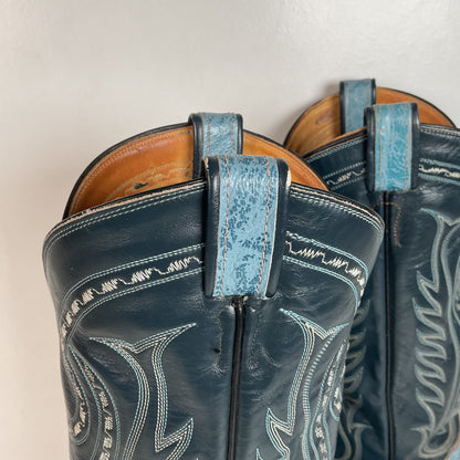 Vintage Tony Lama Blue Antelope Cowboy Boots 10.5 D Exotic Gold Label