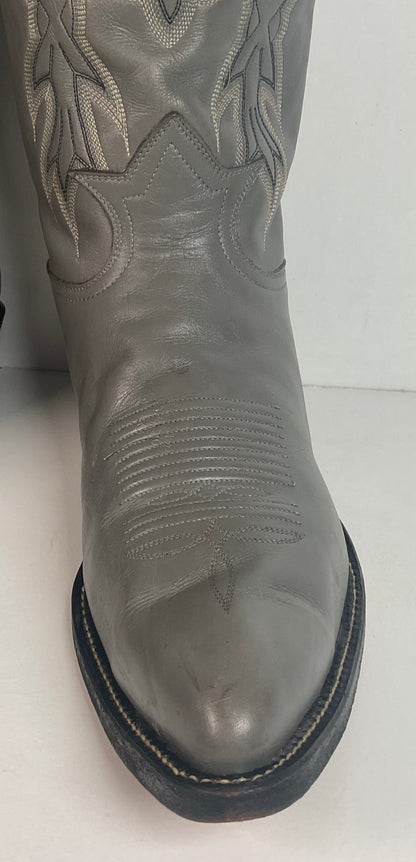 Vintage Grey Tony Lama Grey Cowboy Boots 11 D Gold Label USA Made