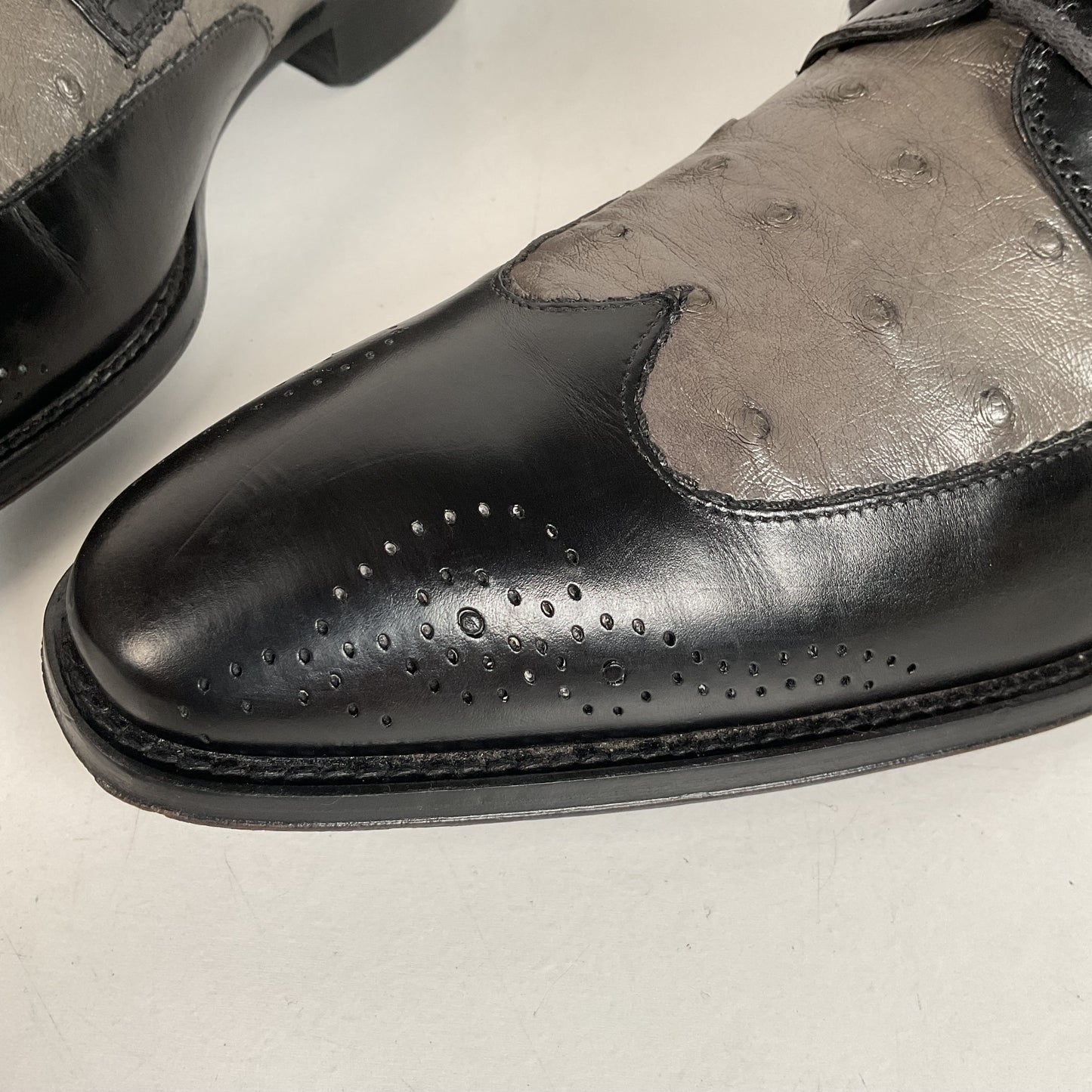 Mezlan Ostrich Quill Medallion Shoes | Derby | Exotic | Men’s 9.5 M