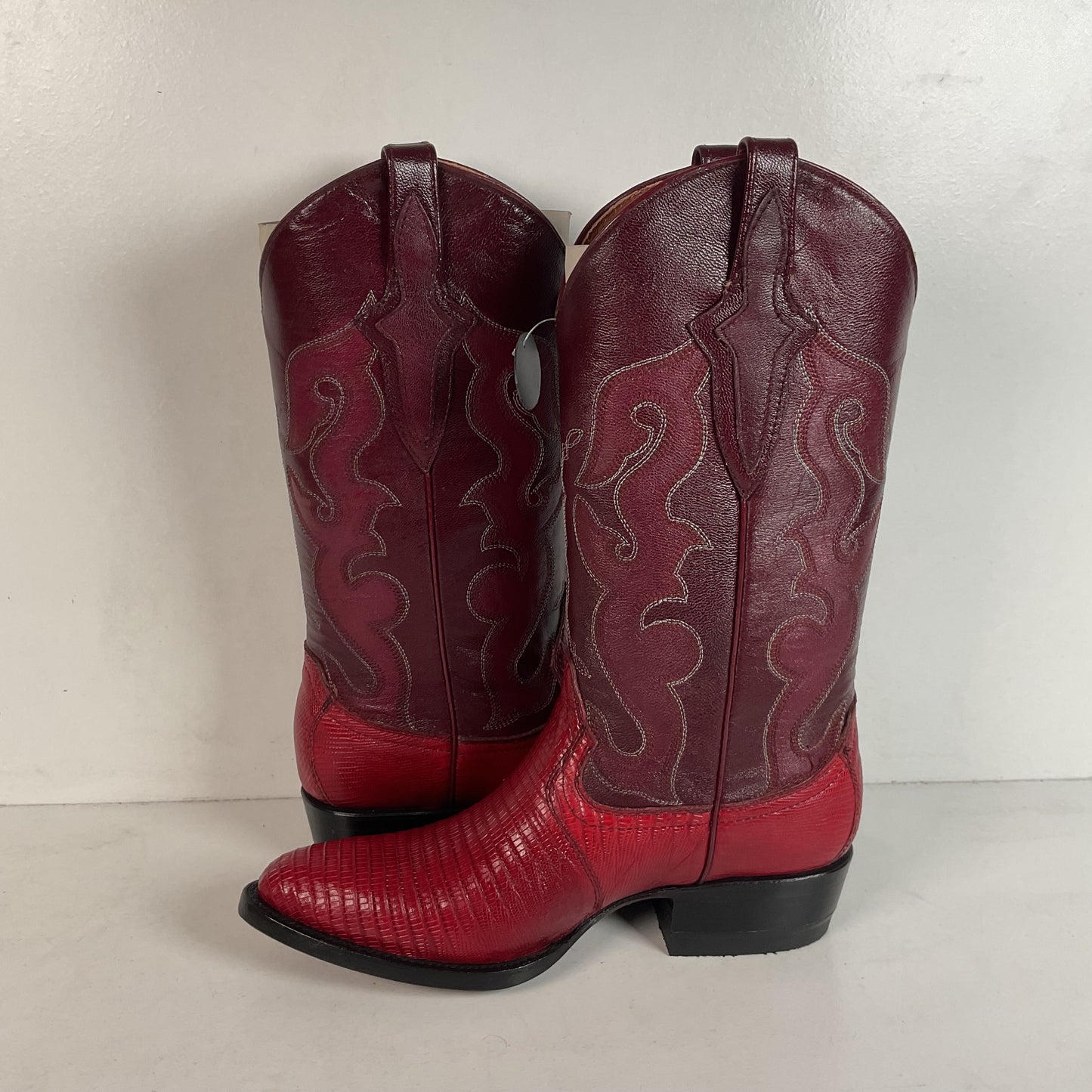 Lava Red Teju Lizard Cowboy Boots Men’s 6 Extra Wide | Women’s 7