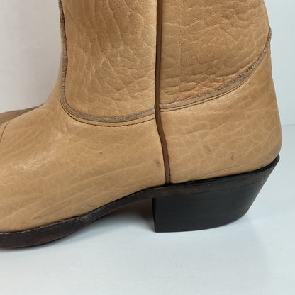 Vintage Nocona Cowboy Boots | Beige Bullhide | USA Made | Men’s 9 D