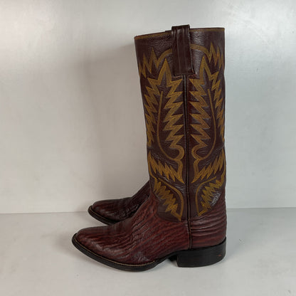 Vintage 1960s Stove Pipe Cowboy Boots 9-9.5 Exotic Shark Skin Custom Made
