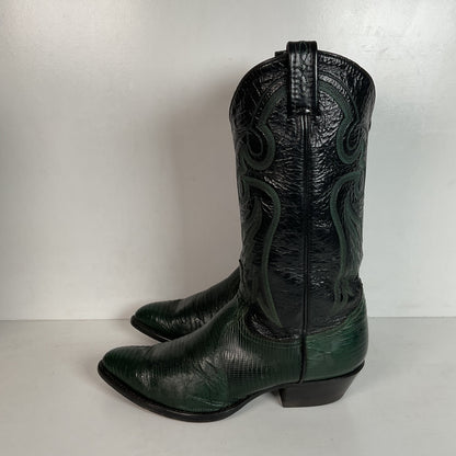 Tony Lama Emerald Green Teju Lizard Cowboy Boots Men’s 8 EE | Women’s 9 USA Made