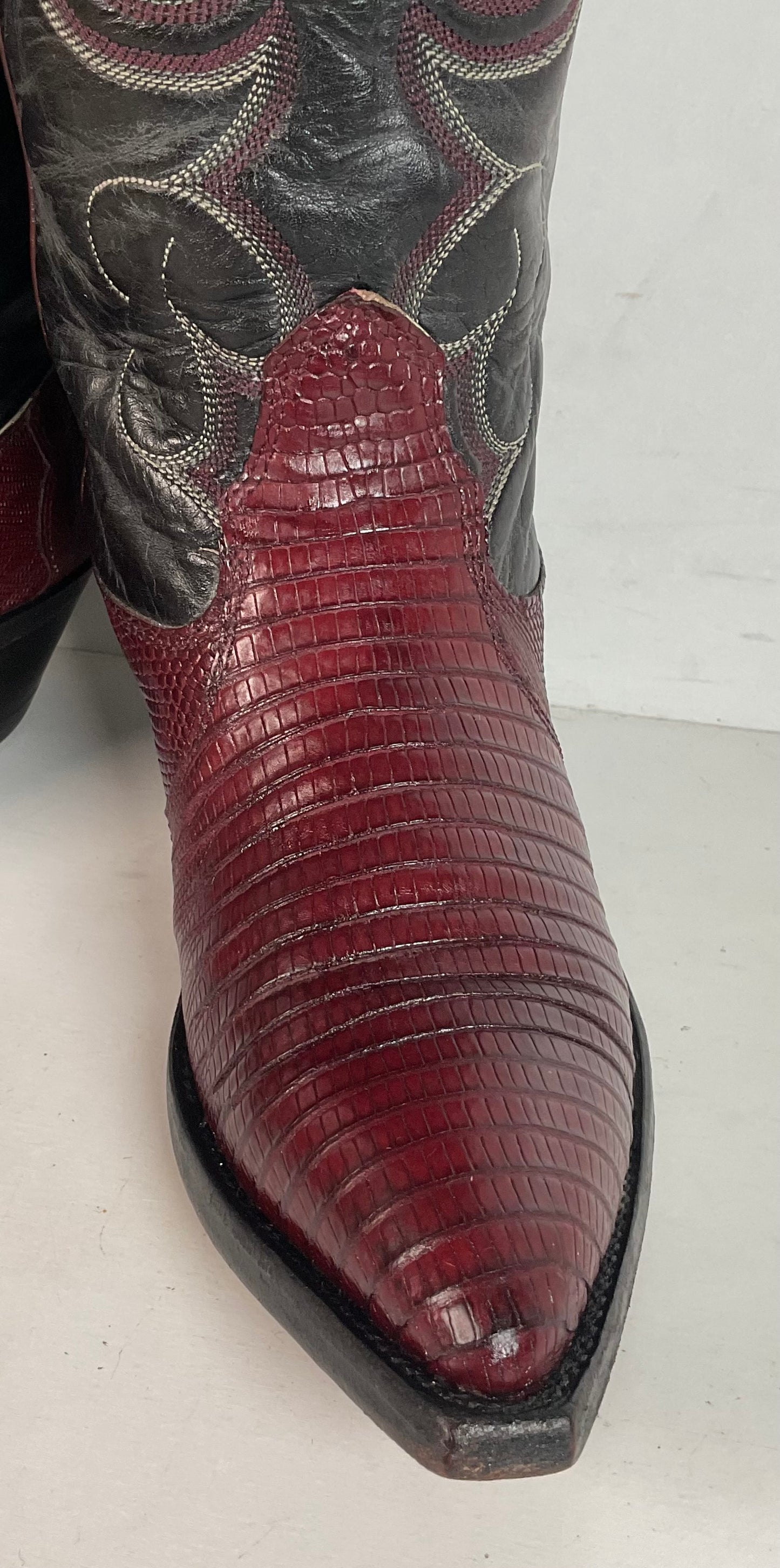 Vintage Nocona Plum Leather Cowgirl Boots 4 B Lizard Vamp