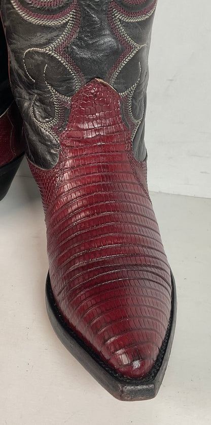 Vintage Nocona Plum Leather Cowgirl Boots 4 B Lizard Vamp