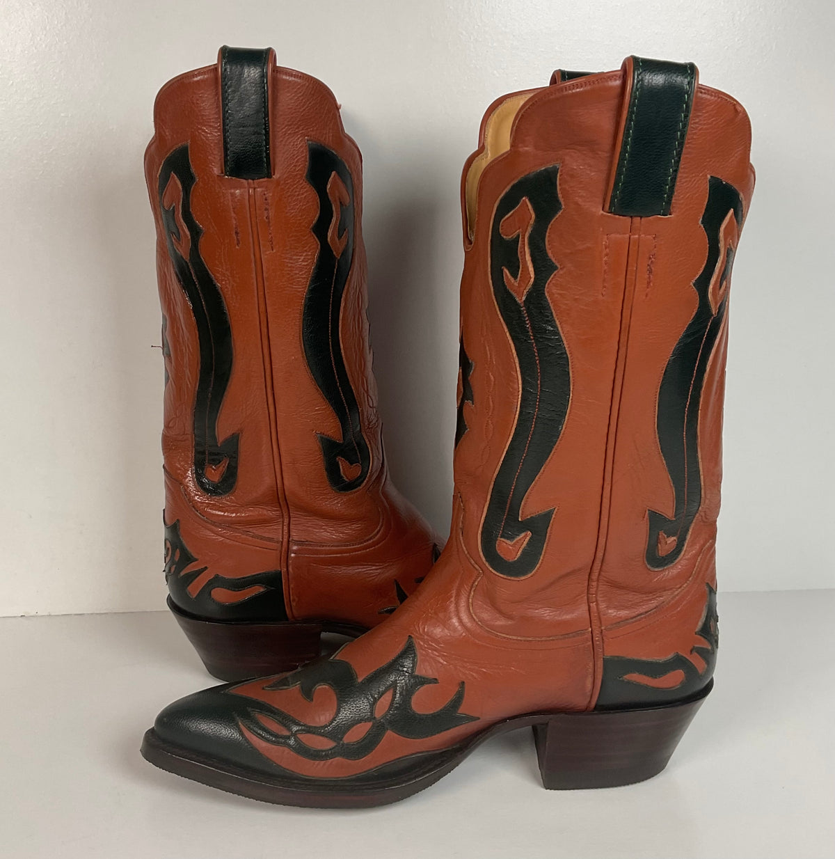 Vintage Caboots Wingtip Cowboy Boots | Tooled Inlays | Men’s 8 | Women’s 9
