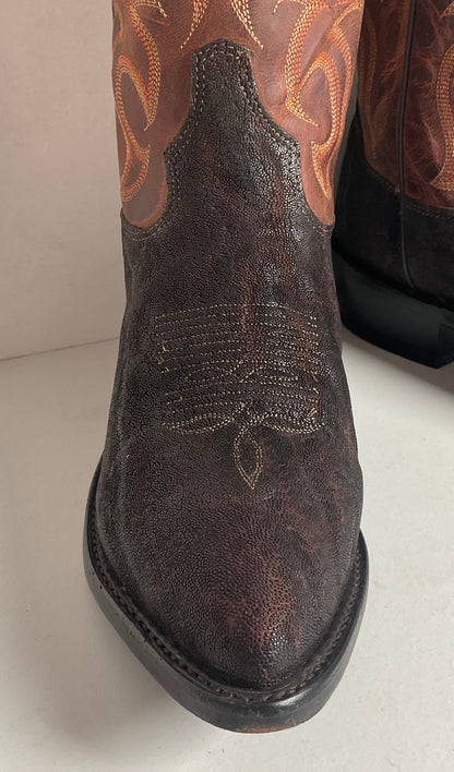 Tony Lama Men’s Vintage Chocolate Elephant Cowboy Boots 8.5 D USA Made Exotic