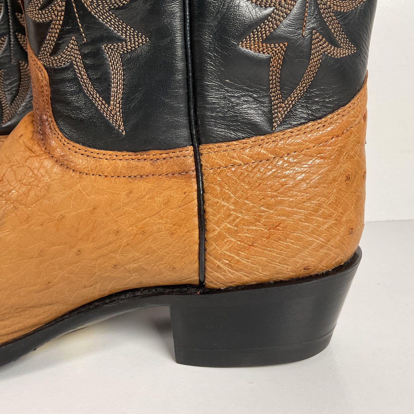 Vintage J. Chisholm Smooth Ostrich Cowboy Boots | Teju Lizard Wingtip | 8.5 EE