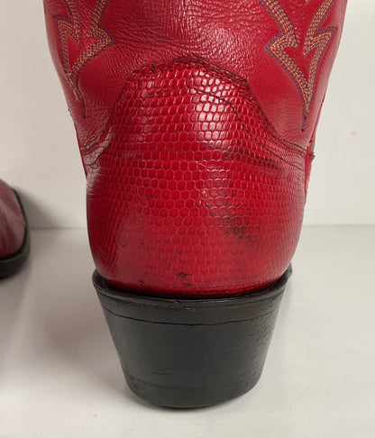 Vintage Justin Teju Lizard Cowboy Boots | USA Made | Ruby Red | Men’s 10.5 D