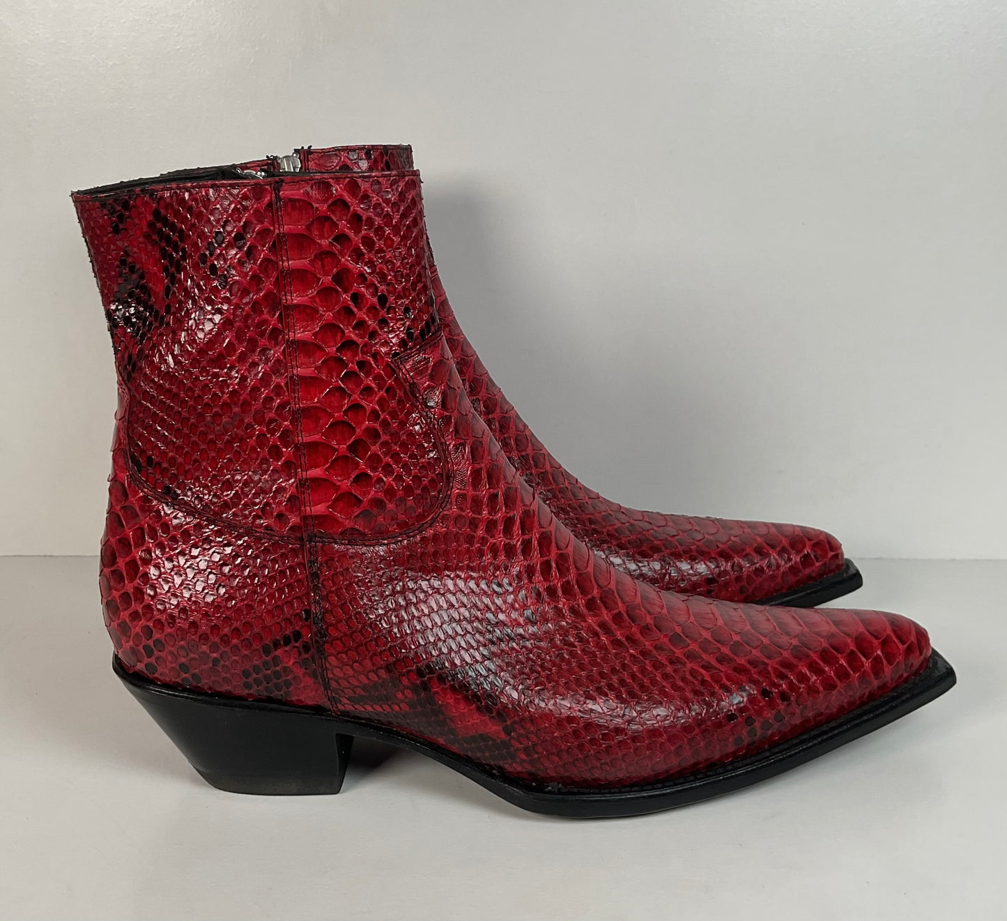 Lucent Los Angeles | Python Snakeskin Ankle Boots | Red | Men’s 15