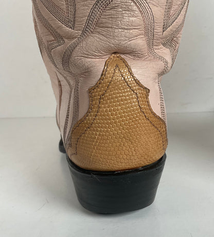 Vintage Larry Mahan Teju Lizard Cowgirl Boots | Peach | 1980s | Women’s 6 B