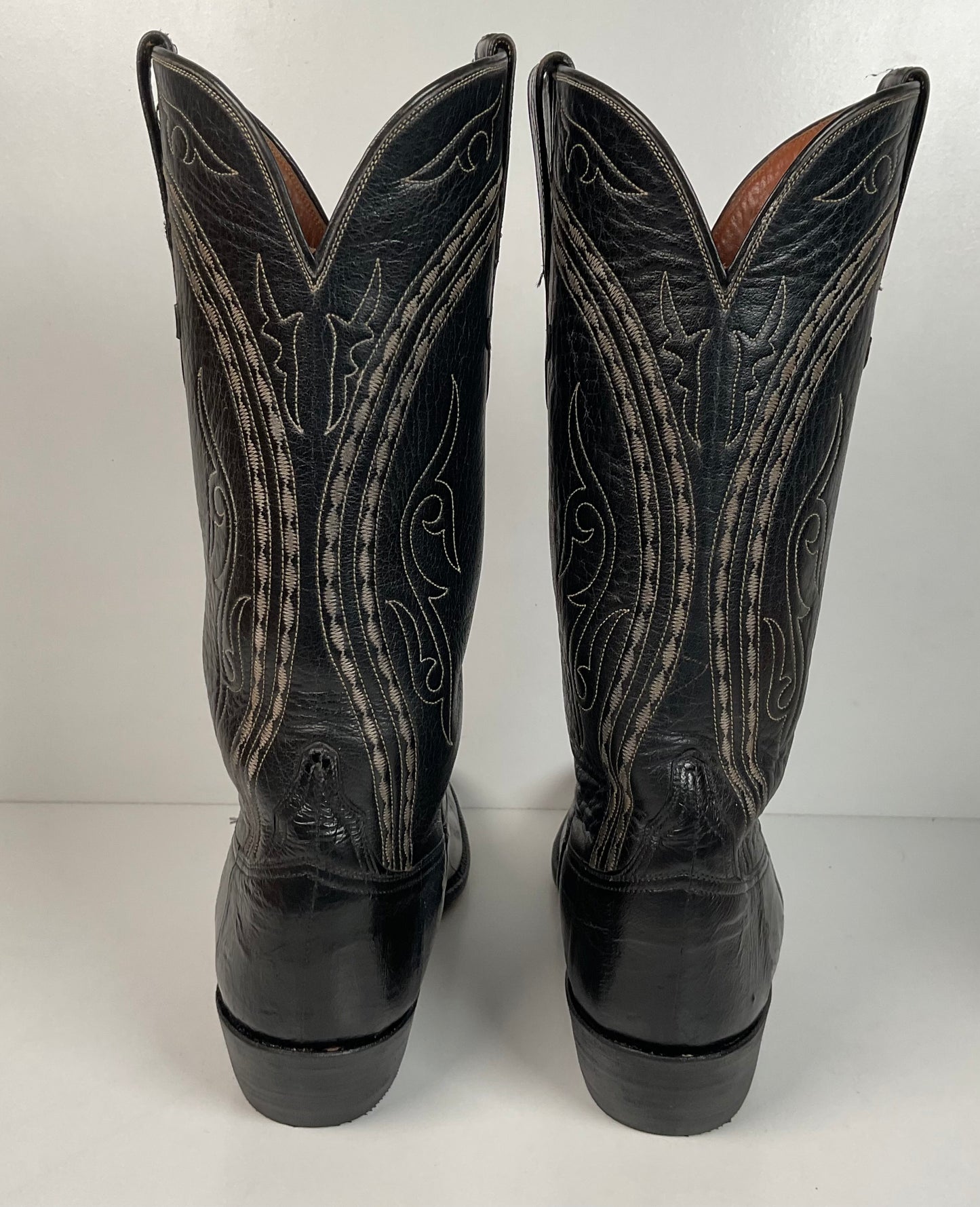 Lucchese San Antonio Exotic Eel Cowboy Boots 9 B Vintage French Toe