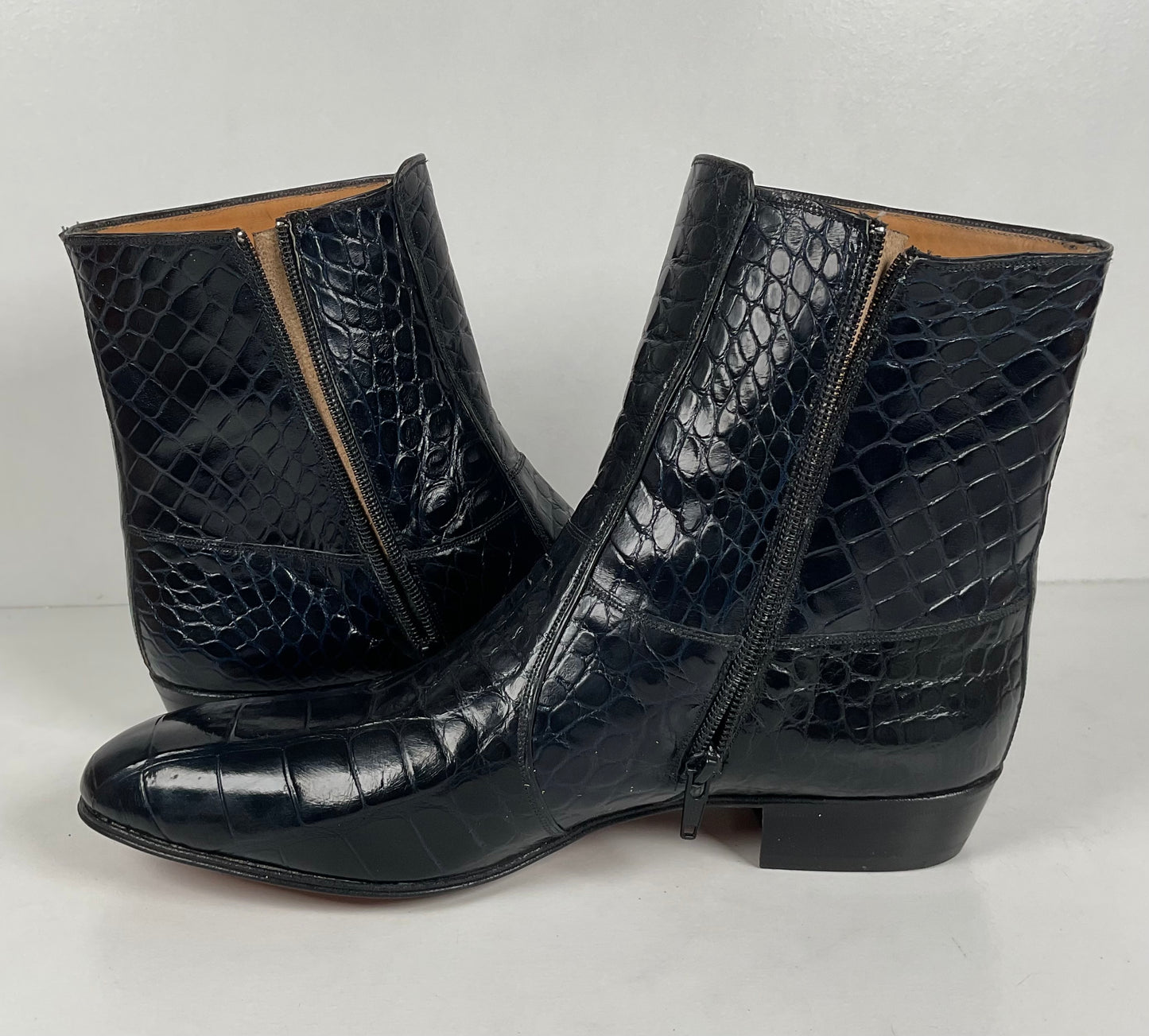 Mezlan for Avventura | Chelsea Zipper Boots | Dark Blue Crocodile | Men’s 10.5