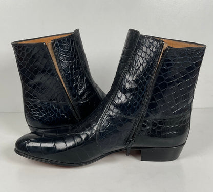 Mezlan for Avventura | Chelsea Zipper Boots | Dark Blue Crocodile | Men’s 10.5