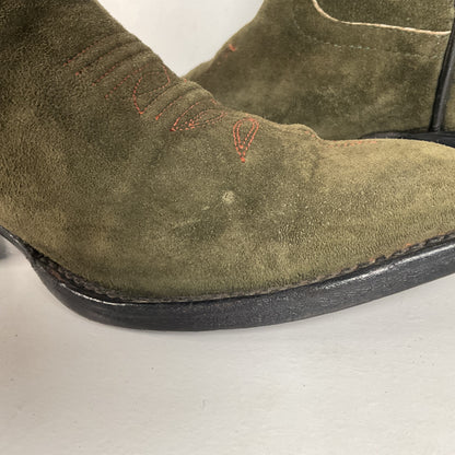 Vintage Hyer Cowboy Boots | 1980s | Olive Green Suede | Women’s 6.5 B