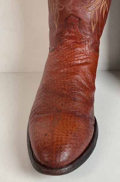 Vintage Justin Turkey Quill Cowboy Boots 9.5 D Gallapava