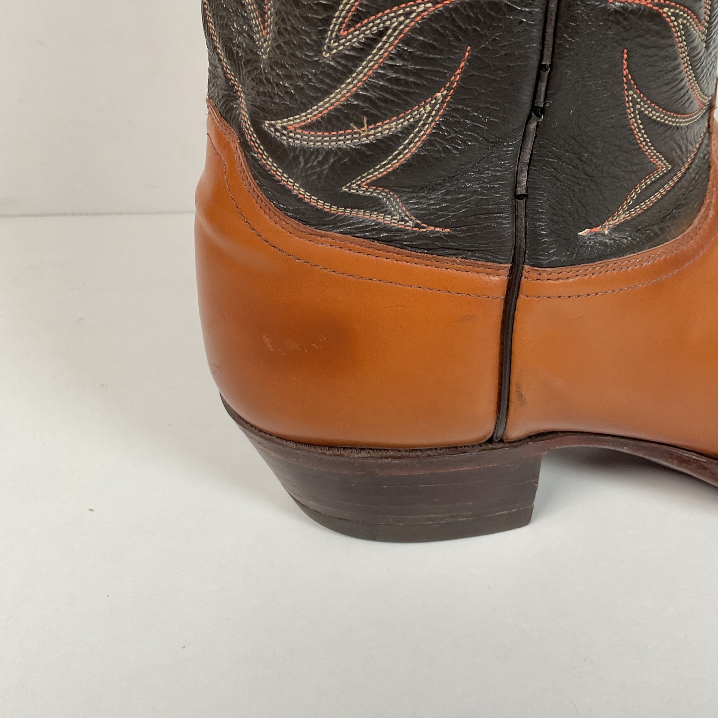 Vintage 1970s Justin Cowboy Boots 13 A Calfskin USA Made