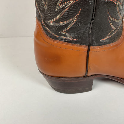 Vintage 1970s Justin Cowboy Boots 13 A Calfskin USA Made