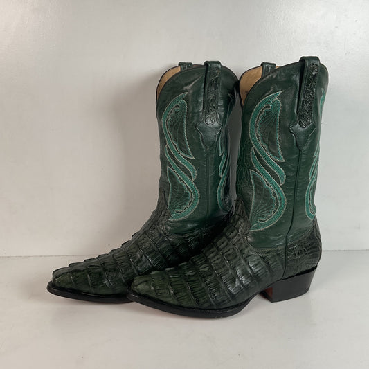Cuadra Emerald Green Caiman Cowboy Boots 9.5 Exotic Tail Cut