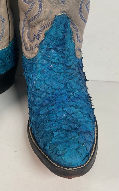 Custom Blue Sea Bass Cowboy Boots Men’s 7.5 | Women’s 8.5 Exotic