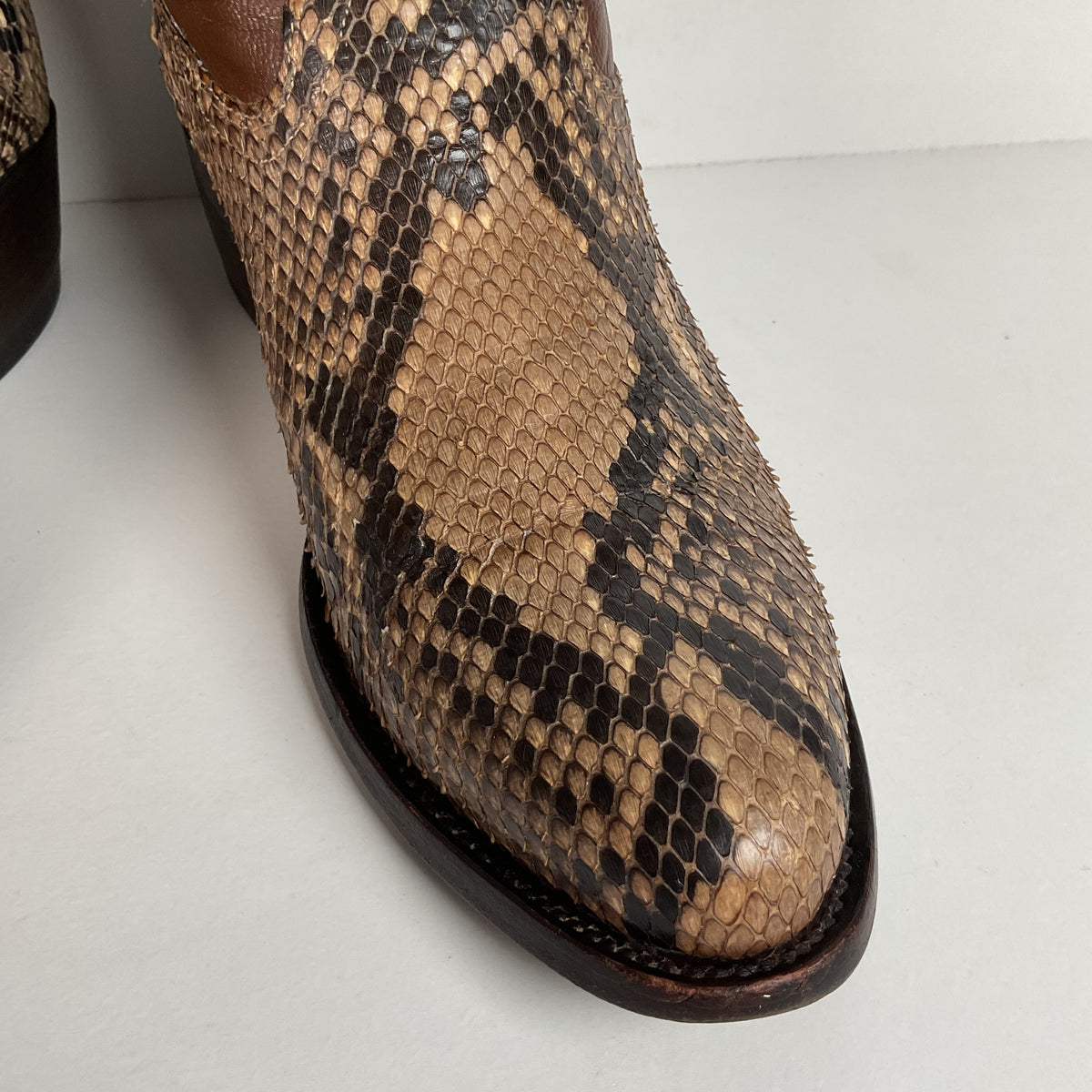 Vintage Longhorn Cowboy Boots | Python Snakeskin | Tooled Overlays | Men’s 9 D