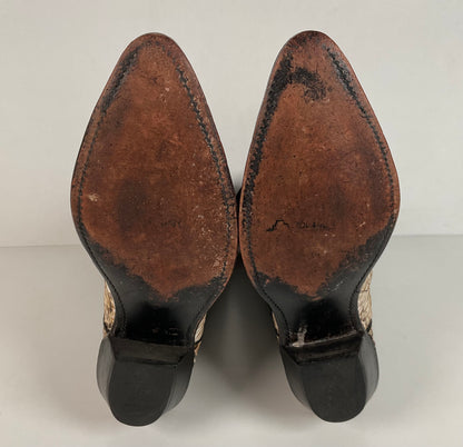 Vintage Abilene Python Cowgirl Boots | USA Made | Off White | Women’s 8.5 M