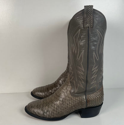 Vintage Sanders Python Snakeskin Cowboy Boots | Grey | Men’s 10 D