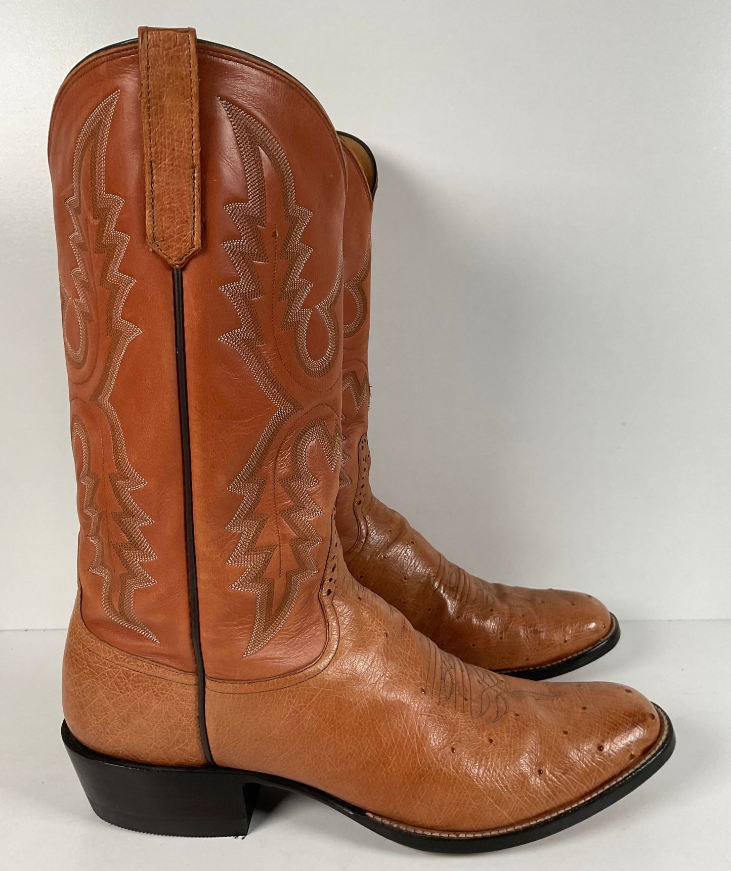 Rios Of Mercedes Smooth Ostrich Cowboy Boots 13 B Exotic USA Made