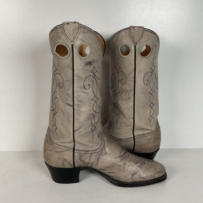 Vintage Justin Marbled Cowboy Boots | USA Made | Punchy | Grey | Men’s 9 D