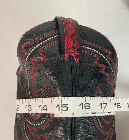 Vintage Larry Mahan Cherry Red Python Snakeskin Cowboy Boots 9.5 D Back Cut