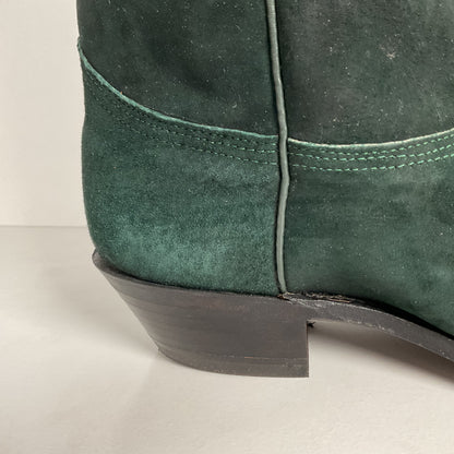 Vintage Nocona Wild Boar Cowboy Boots | Pig Skin Suede | Emerald Green | Men’s 11 E