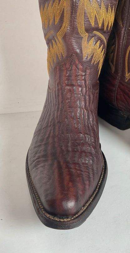 Vintage 1960s Stove Pipe Cowboy Boots 9-9.5 Exotic Shark Skin Custom Made