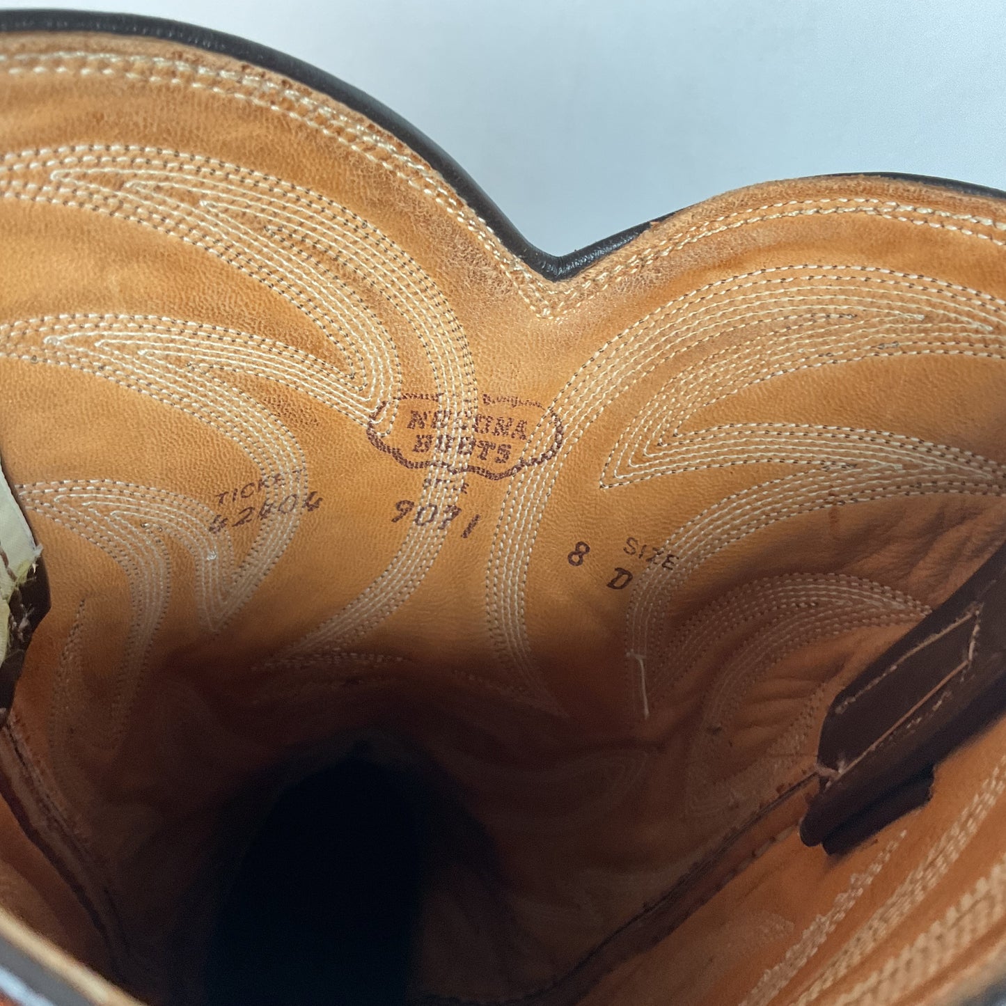 Vintage Nocona Boa Snakeskin Cowboy Boots 8 D Front Cut