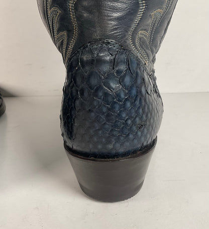 Vintage Nocona Python Snakeskin Cowboy Boots | USA Made | Royal Blue | 9 EE