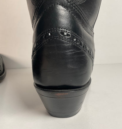 Boulet Cowgirl Boots | Black Torino Calf | Wingtip Triad | Women’s 6 C